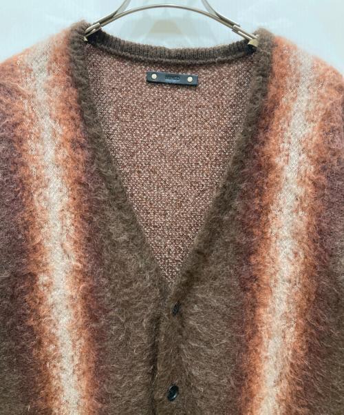 MINEDENIM（マインデニム）MINEDENIM (マインデニム) Fuzzy Stripe Mohair Knit Cardigan ブラウン サイズ:SIZE 3の古着・服飾アイテム