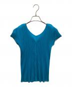 PLEATS PLEASEプリーツプリーズ）の古着「フレンチスリーブカットソー」｜スカイブルー