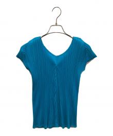 PLEATS PLEASE（プリーツプリーズ）の古着「フレンチスリーブカットソー」｜スカイブルー