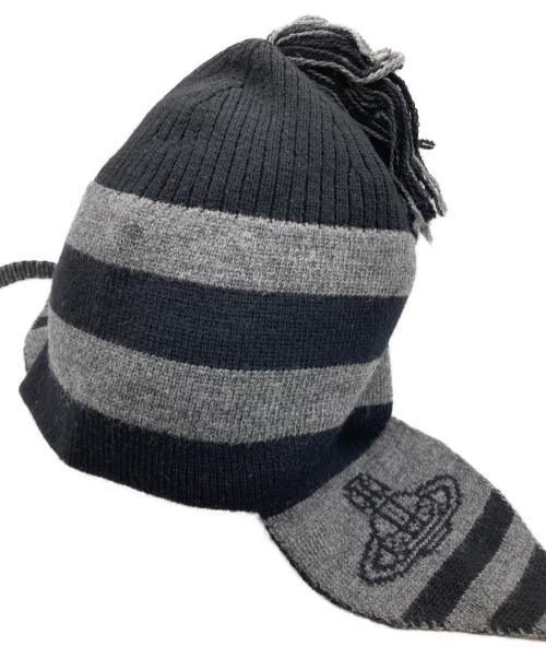 Vivienne Westwood（ヴィヴィアンウエストウッド）Vivienne Westwood (ヴィヴィアンウエストウッド) イヤーフラップ ブラック×グレーの古着・服飾アイテム