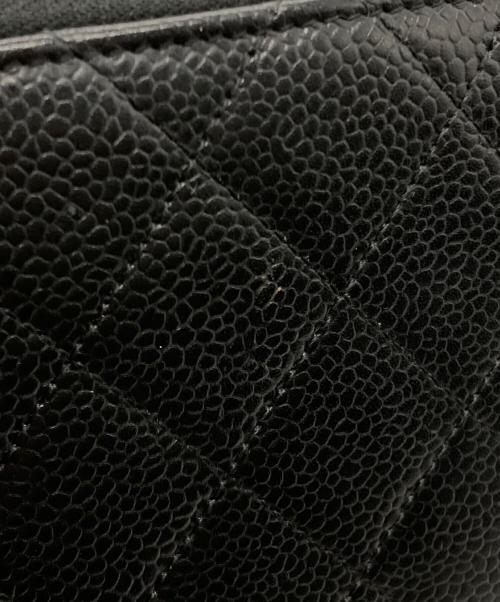 CHANEL（シャネル）CHANEL (シャネル) キャビアスキンラウンドファスナーウォレット ブラックの古着・服飾アイテム