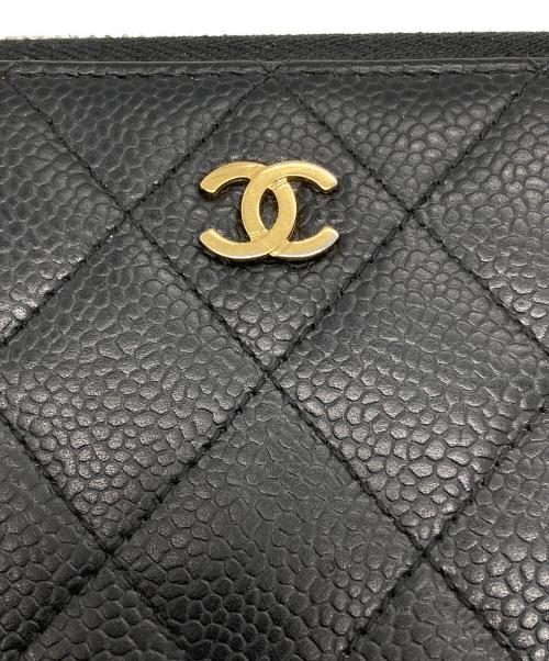 CHANEL（シャネル）CHANEL (シャネル) キャビアスキンラウンドファスナーウォレット ブラックの古着・服飾アイテム