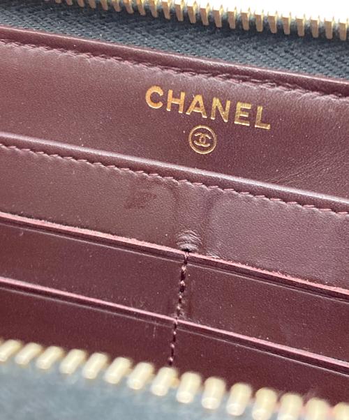 CHANEL（シャネル）CHANEL (シャネル) キャビアスキンラウンドファスナーウォレット ブラックの古着・服飾アイテム