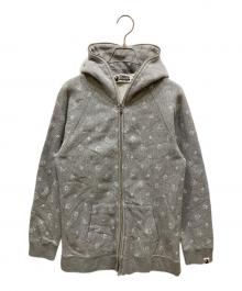 A BATHING APE（ア ベイシング エイプ）の古着「総柄刺繍ジップパーカー」｜グレー