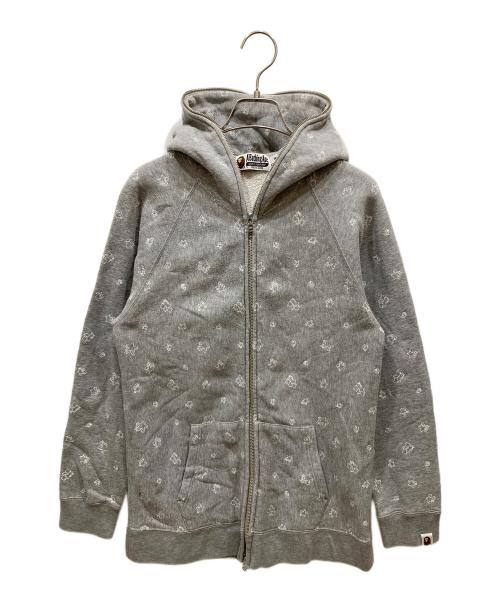 A BATHING APE（ア ベイシング エイプ）A BATHING APE (ア ベイシング エイプ) 総柄刺繍ジップパーカー グレー サイズ:SIZE Mの古着・服飾アイテム