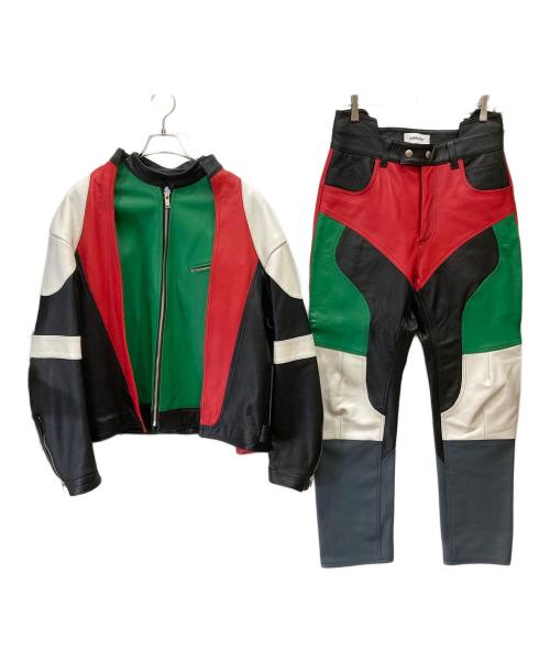 AMBUSH（アンブッシュ）AMBUSH (アンブッシュ) レザーセットアップ レッド×グリーン サイズ:SIZE 2の古着・服飾アイテム