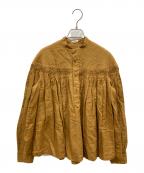 SCYEサイ）の古着「リネン高密度長袖タックシャツ」｜ブラウン