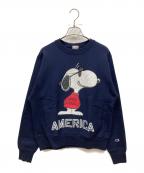 Champion REVERSE WEAVE×JACKSON MATISSE×PEANUTSチャンピオン リバース ウィーブ×ジャクソンマティス×ピーナッツ）の古着「プリントスウェット」｜ネイビー