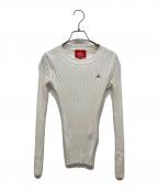 Vivienne Westwood RED LABELヴィヴィアンウエストウッドレッドレーベル）の古着「刺繍ロゴリブニット」｜ホワイト