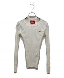 Vivienne Westwood RED LABEL（ヴィヴィアンウエストウッドレッドレーベル）の古着「刺繍ロゴリブニット」｜ホワイト