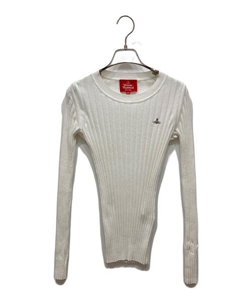 Vivienne Westwood RED LABEL（ヴィヴィアンウエストウッドレッドレーベル）Vivienne Westwood RED LABEL (ヴィヴィアンウエストウッドレッドレーベル) 刺繍ロゴリブニット ホワイト サイズ:SIZE 00の古着・服飾アイテム
