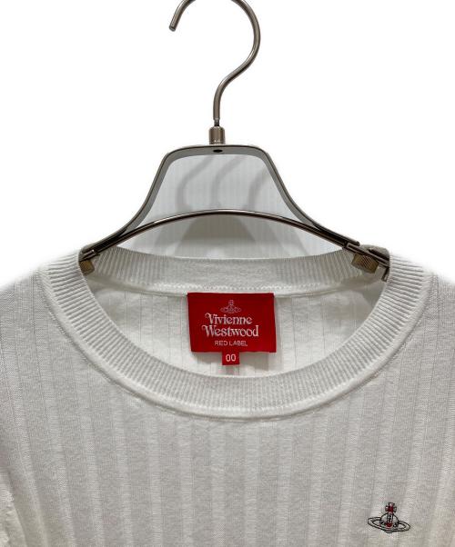 Vivienne Westwood RED LABEL（ヴィヴィアンウエストウッドレッドレーベル）Vivienne Westwood RED LABEL (ヴィヴィアンウエストウッドレッドレーベル) 刺繍ロゴリブニット ホワイト サイズ:SIZE 00の古着・服飾アイテム