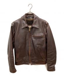 Schott（ショット）の古着「ライナー付きステアハイドレザーシングルライダースジャケット」｜ブラウン