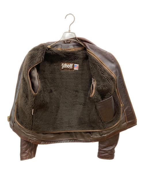 Schott（ショット）Schott (ショット) ライナー付きステアハイドレザーシングルライダースジャケット ブラウン サイズ:36の古着・服飾アイテム