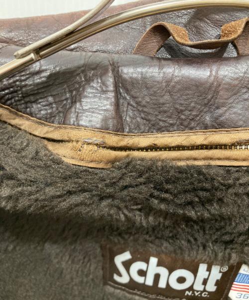 Schott（ショット）Schott (ショット) ライナー付きステアハイドレザーシングルライダースジャケット ブラウン サイズ:36の古着・服飾アイテム