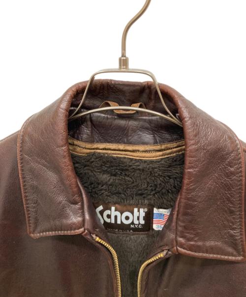 Schott（ショット）Schott (ショット) ライナー付きステアハイドレザーシングルライダースジャケット ブラウン サイズ:36の古着・服飾アイテム