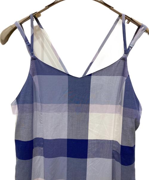 BLUE LABEL CRESTBRIDGE（ブルーレーベルクレストブリッジ）BLUE LABEL CRESTBRIDGE (ブルーレーベルクレストブリッジ) チェックソフティーボイル ワンピース ブルー×パープル サイズ:SIZE 38の古着・服飾アイテム