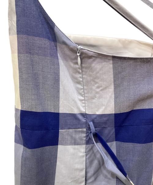 BLUE LABEL CRESTBRIDGE（ブルーレーベルクレストブリッジ）BLUE LABEL CRESTBRIDGE (ブルーレーベルクレストブリッジ) チェックソフティーボイル ワンピース ブルー×パープル サイズ:SIZE 38の古着・服飾アイテム