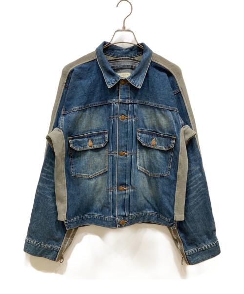 MIHARA YASUHIRO（ミハラヤスヒロ）MIHARA YASUHIRO (ミハラヤスヒロ) 異素材ドッキングデニムジャケット インディゴ サイズ:SIZE Sの古着・服飾アイテム