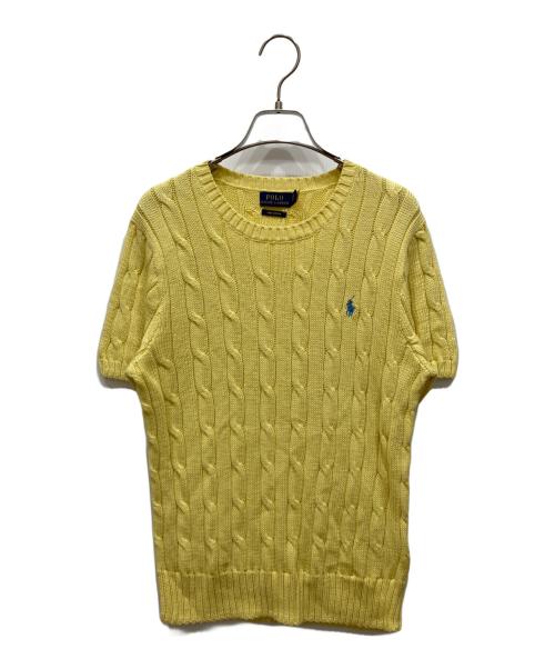 POLO RALPH LAUREN（ポロ・ラルフローレン）POLO RALPH LAUREN (ポロ・ラルフローレン) ケーブルニット コットン ショートスリーブ セーター イエロー サイズ:SIZE Lの古着・服飾アイテム