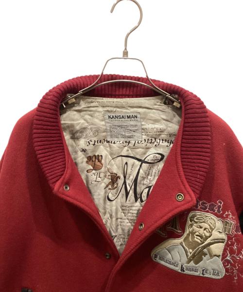 KANSAI MAN（カンサイマン）KANSAI MAN (カンサイマン) 切替レザースタジャン レッド×ブラック サイズ:SIZE Freeの古着・服飾アイテム