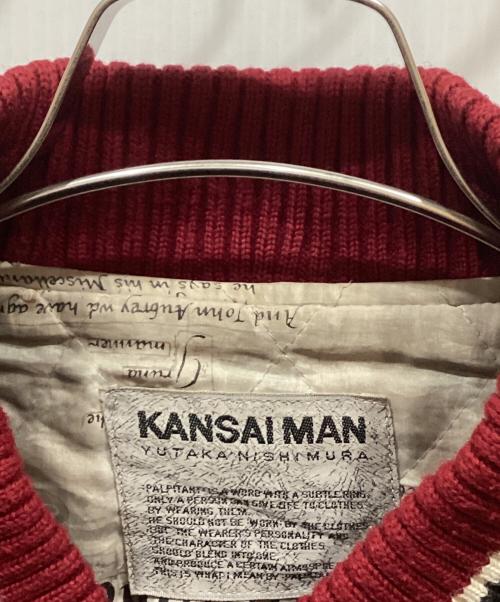 KANSAI MAN（カンサイマン）KANSAI MAN (カンサイマン) 切替レザースタジャン レッド×ブラック サイズ:SIZE Freeの古着・服飾アイテム