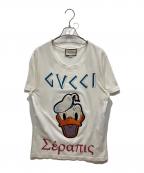 GUCCI×DISNEYグッチ×ディズニー）の古着「ドナルドワッペン フロントデザイン クルーネック半袖Tシャツ」｜ホワイト