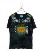 GUCCIグッチ）の古着「Floral Embroidery Tee」｜ブラック