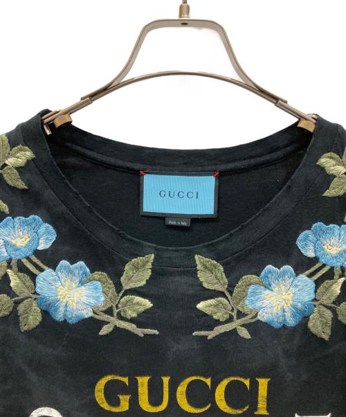 GUCCI（グッチ）GUCCI (グッチ) Floral Embroidery Tee ブラック サイズ:SIZE XSの古着・服飾アイテム