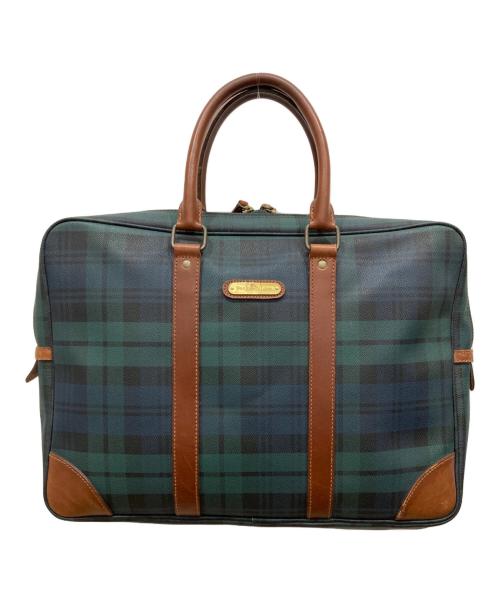 POLO RALPH LAUREN（ポロ・ラルフローレン）POLO RALPH LAUREN (ポロ・ラルフローレン) チェックブリーフケース グリーンの古着・服飾アイテム