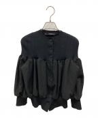 LIMI feuリミフゥ）の古着「ニット切替ブラウス」｜ブラック