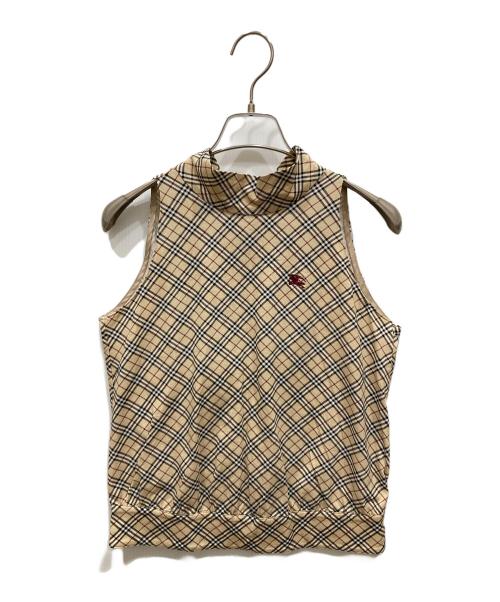 BURBERRY BLUE LABEL（バーバリー ブルー レーベル）BURBERRY BLUE LABEL (バーバリー ブルー レーベル) チェックノースリーブカットソー ベージュ サイズ:SIZE 38の古着・服飾アイテム