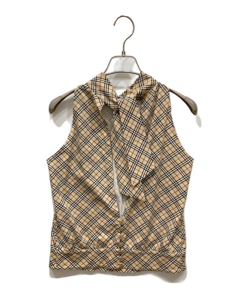 BURBERRY BLUE LABEL（バーバリー ブルー レーベル）BURBERRY BLUE LABEL (バーバリー ブルー レーベル) チェックノースリーブカットソー ベージュ サイズ:SIZE 38の古着・服飾アイテム