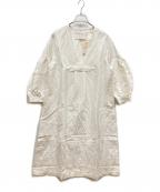 ASEEDONCLOUDアシードンクラウド）の古着「クラシカルリネンボリュームスリーブワンピース」｜アイボリー