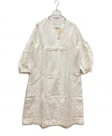 ASEEDONCLOUD（アシードンクラウド）の古着「クラシカルリネンボリュームスリーブワンピース」｜アイボリー