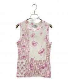 Christian Dior（クリスチャン ディオール）の古着「トロッターノースリーブカットソー」｜ピンク×ホワイト