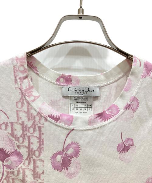 Christian Dior（クリスチャン ディオール）Christian Dior (クリスチャン ディオール) トロッターノースリーブカットソー ピンク×ホワイト サイズ:SIZE 44の古着・服飾アイテム