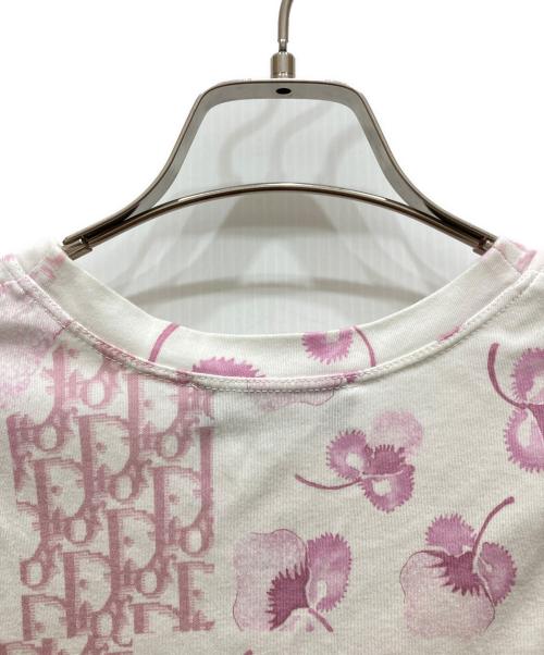 Christian Dior（クリスチャン ディオール）Christian Dior (クリスチャン ディオール) トロッターノースリーブカットソー ピンク×ホワイト サイズ:SIZE 44の古着・服飾アイテム