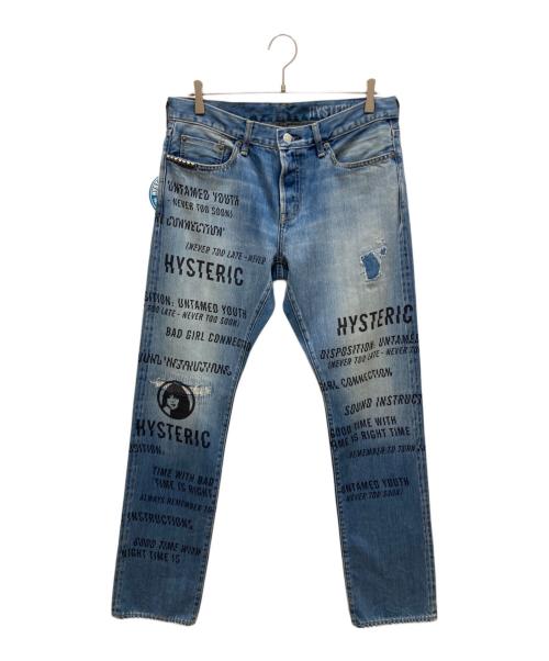Hysteric Glamour（ヒステリックグラマー）Hysteric Glamour (ヒステリックグラマー) SLASH TYPE LOGO スリムストレートデニムパンツ インディゴ サイズ:SIZE 81cm (W32)の古着・服飾アイテム