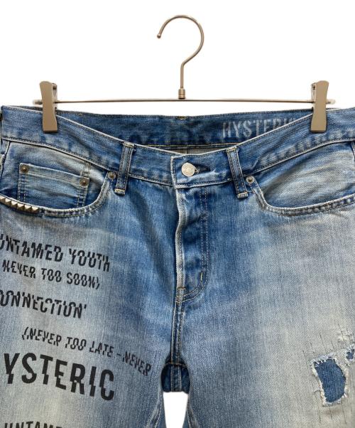 Hysteric Glamour（ヒステリックグラマー）Hysteric Glamour (ヒステリックグラマー) SLASH TYPE LOGO スリムストレートデニムパンツ インディゴ サイズ:SIZE 81cm (W32)の古着・服飾アイテム