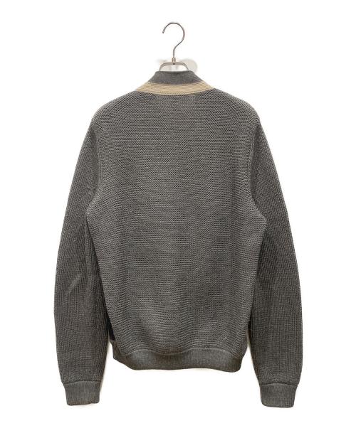 GUCCI（グッチ）GUCCI (グッチ) レザー切替ウールカーディガン グレー サイズ:SIZE Mの古着・服飾アイテム