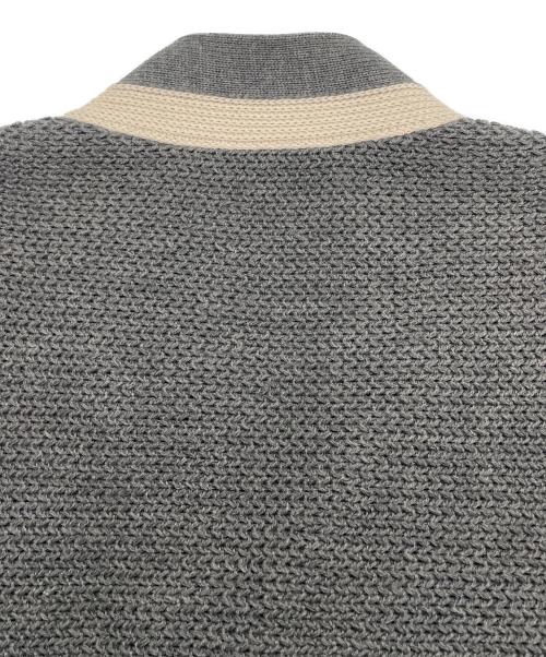 GUCCI（グッチ）GUCCI (グッチ) レザー切替ウールカーディガン グレー サイズ:SIZE Mの古着・服飾アイテム