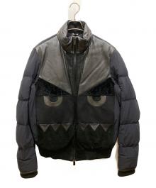 FENDI（フェンディ）の古着「モンスターアイレザー切替ダウンジャケット」｜ブラック