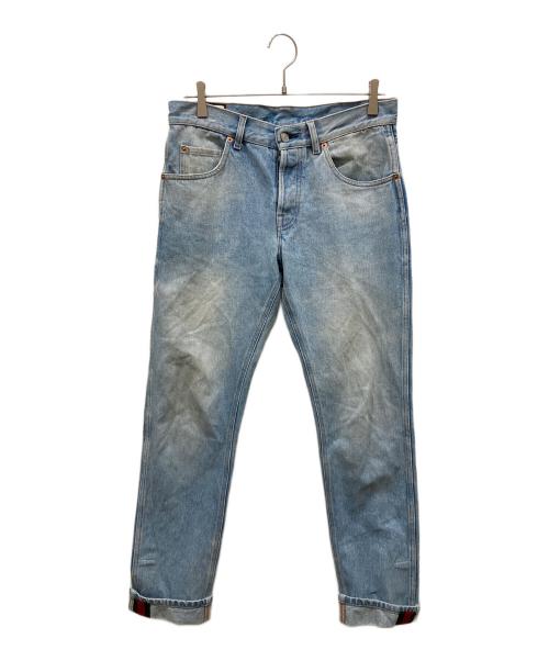 GUCCI（グッチ）GUCCI (グッチ) シェリーラインデニムパンツ スカイブルー サイズ:	SIZE 31の古着・服飾アイテム