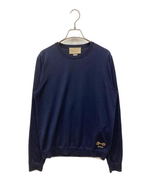 GUCCI（グッチ）GUCCI (グッチ) ホースビットロゴウールニット ネイビー サイズ:SIZE Mの古着・服飾アイテム
