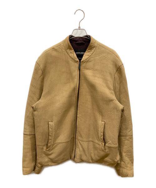 GIORGIO ARMANI（ジョルジョアルマーニ）GIORGIO ARMANI (ジョルジョアルマーニ) ムートンボンバージャケット ベージュ サイズ:SIZE 50の古着・服飾アイテム