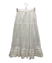 PINK HOUSE（ピンクハウス）の古着「レース使いスカート」｜ホワイト