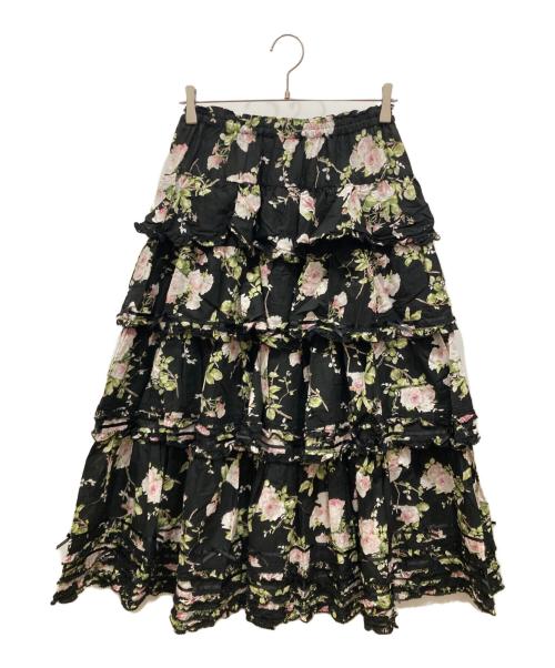 PINK HOUSE（ピンクハウス）PINK HOUSE (ピンクハウス) ブッシュローズプリントスカート ブラック サイズ:不明の古着・服飾アイテム
