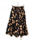 PINK HOUSEピンクハウス）の古着「プリントティアードスカート」｜ブラック×ベージュ