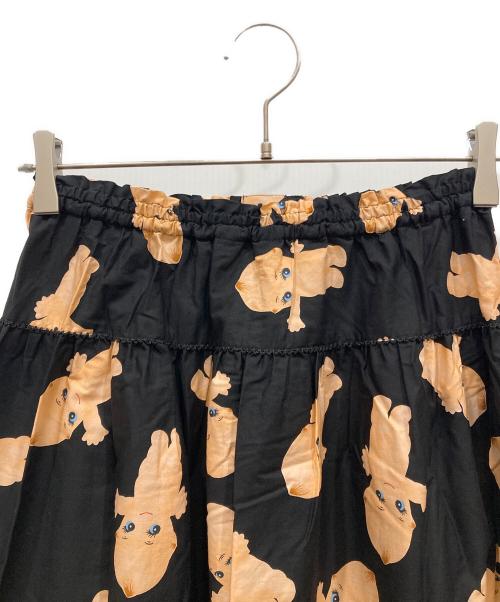 PINK HOUSE（ピンクハウス）PINK HOUSE (ピンクハウス) プリントティアードスカート ブラック×ベージュ サイズ:不明の古着・服飾アイテム